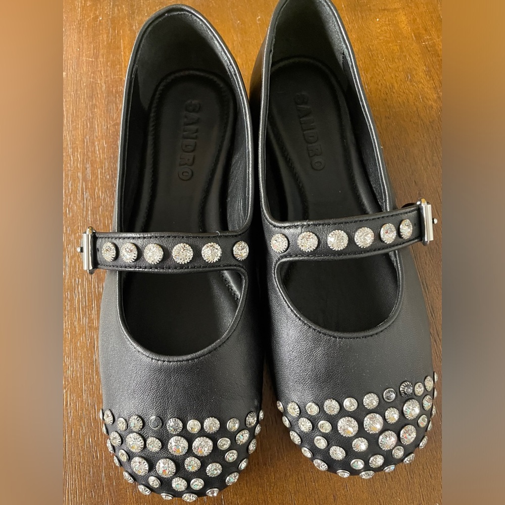 Salna Embellished Ballet Flats in Leather - Picture 3 of 5